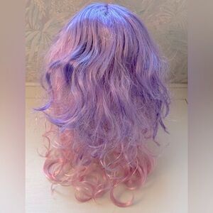 SPIRIT Halloween Cosplay Wig Pink & Lavender Long Wavy w/Bangs Fits Teens/Adults